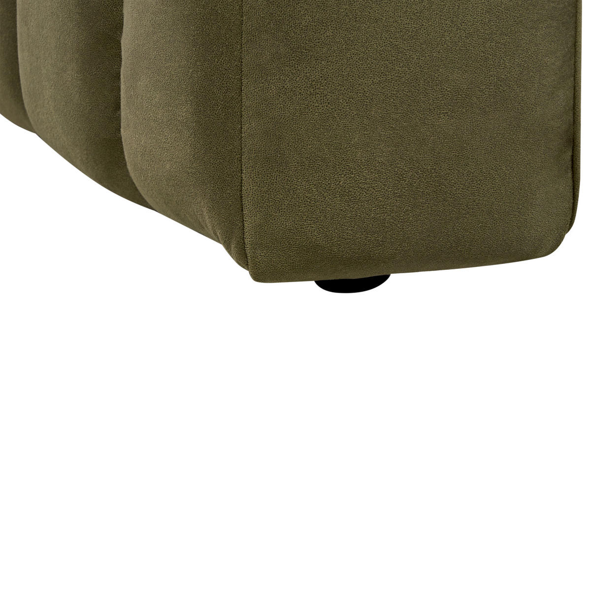 CHAISELONGUE Samtstoff olivgrün linksseitig Lannils - Schwarz/Grün, Textil (156/67/76cm) - Beliani