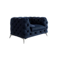 CHESTERFIELD-SESSEL Laura Marineblau Samt - Silberfarben/Dunkelblau, Holz/Textil (125/75/100cm) - S-Style Möbel