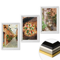 WANDBILDER 3er-Set - 40x60 cm Weißer Rahmen - Charmante Straßen mit Pizza - Weiß, Kunststoff (40/60cm) - ArtPrintCave