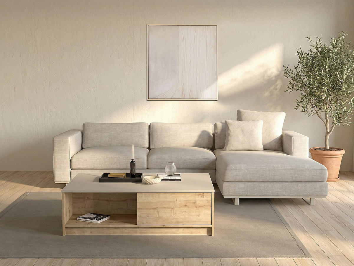 COUCHTISCH - 120 cm x 73.2 cm - holz - beige, naturfarben hell Zefyna - Beige/Naturfarben, Holz (73.2/120/36.8cm) - Vente-Unique