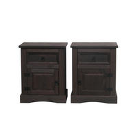 NACHTSCHRANK gebeitzt und Wachs - Schwarz, Holzwerkstoff (53/66/38cm) - ebuy24