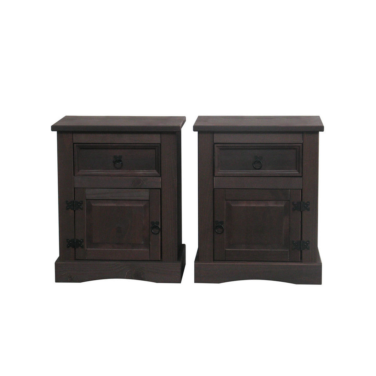 NACHTSCHRANK gebeitzt und Wachs - Schwarz, Holzwerkstoff (53/66/38cm) - ebuy24