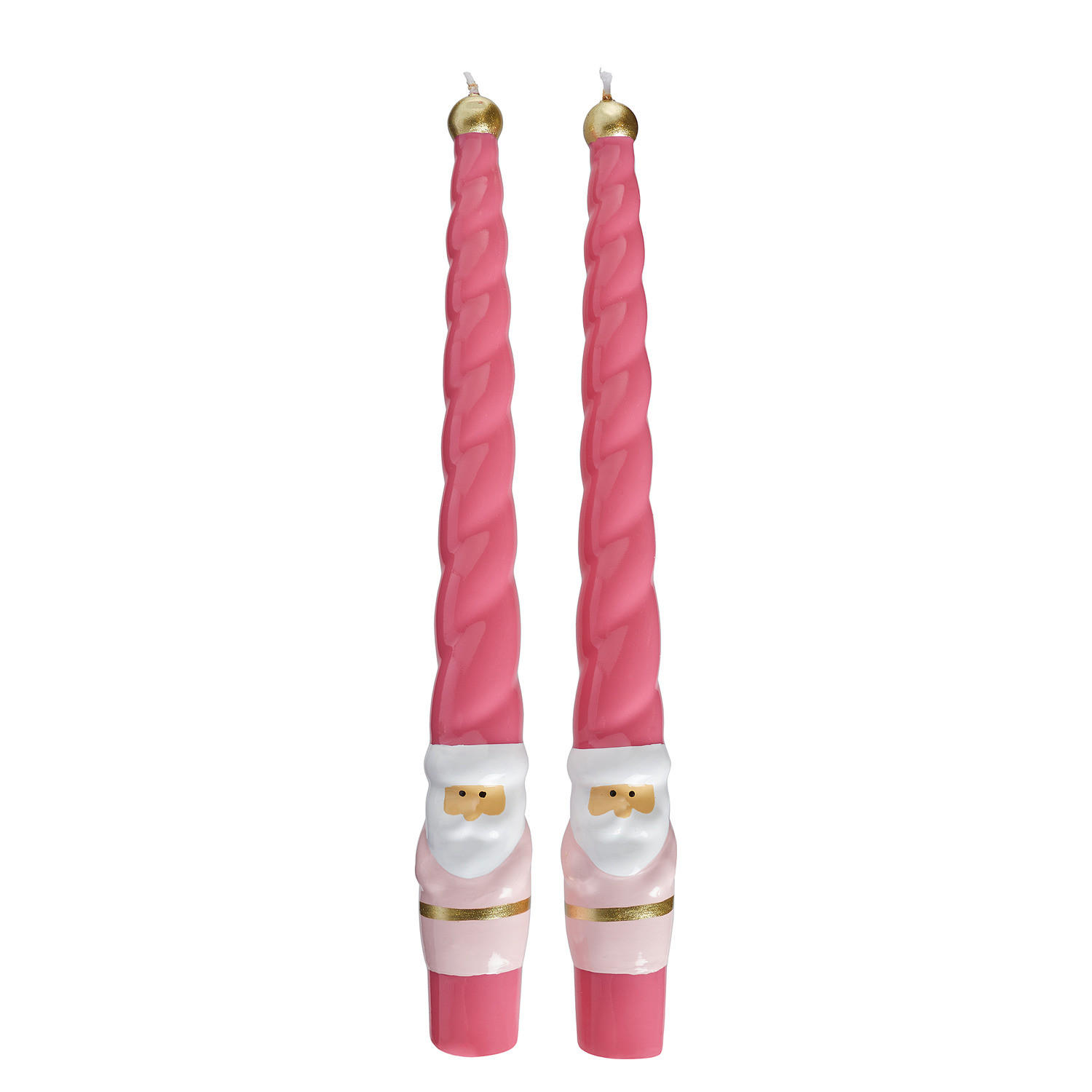 STABKERZE (2er Set) Twisted Santa - Hellrot, Paraffin (3/28/3cm) - Butlers