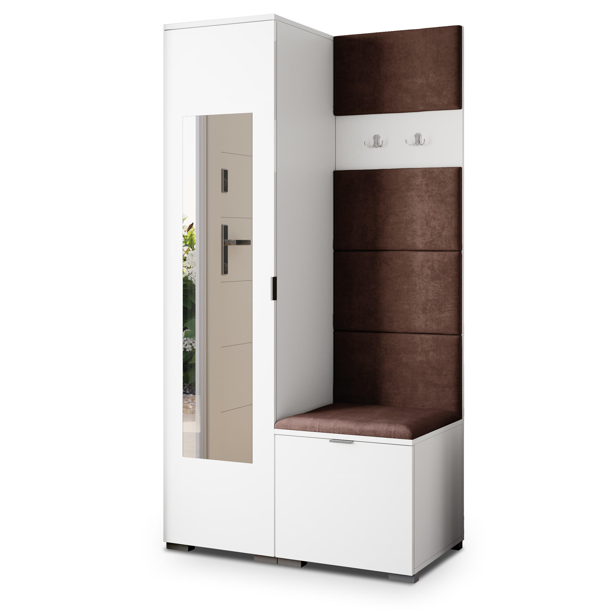 Masseno Garderobenschrank Weiß, Braun 95x181x51 cm