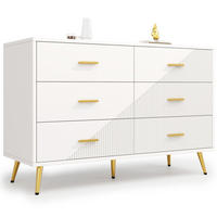SIDEBOARD 120/40/75 cm, 6 Schubladen, weißes MDF mit Metallbeinen，weiß - Weiß, Holzwerkstoff (120/75/40cm) - Redom