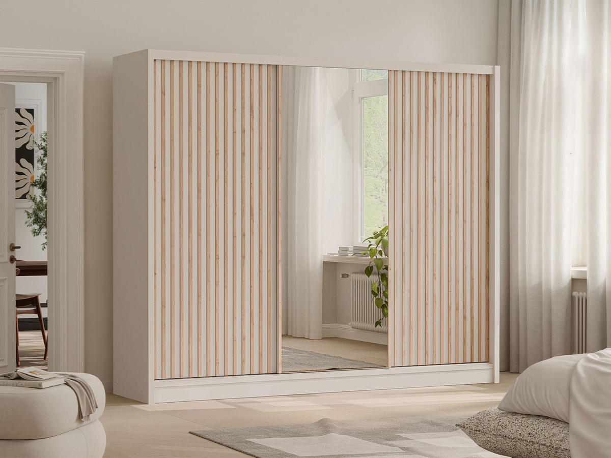 SCHWEBETÜRENSCHRANK London Lux 250 - Kaschmir, Holzwerkstoff (250/215/60cm) - MIRJAN24