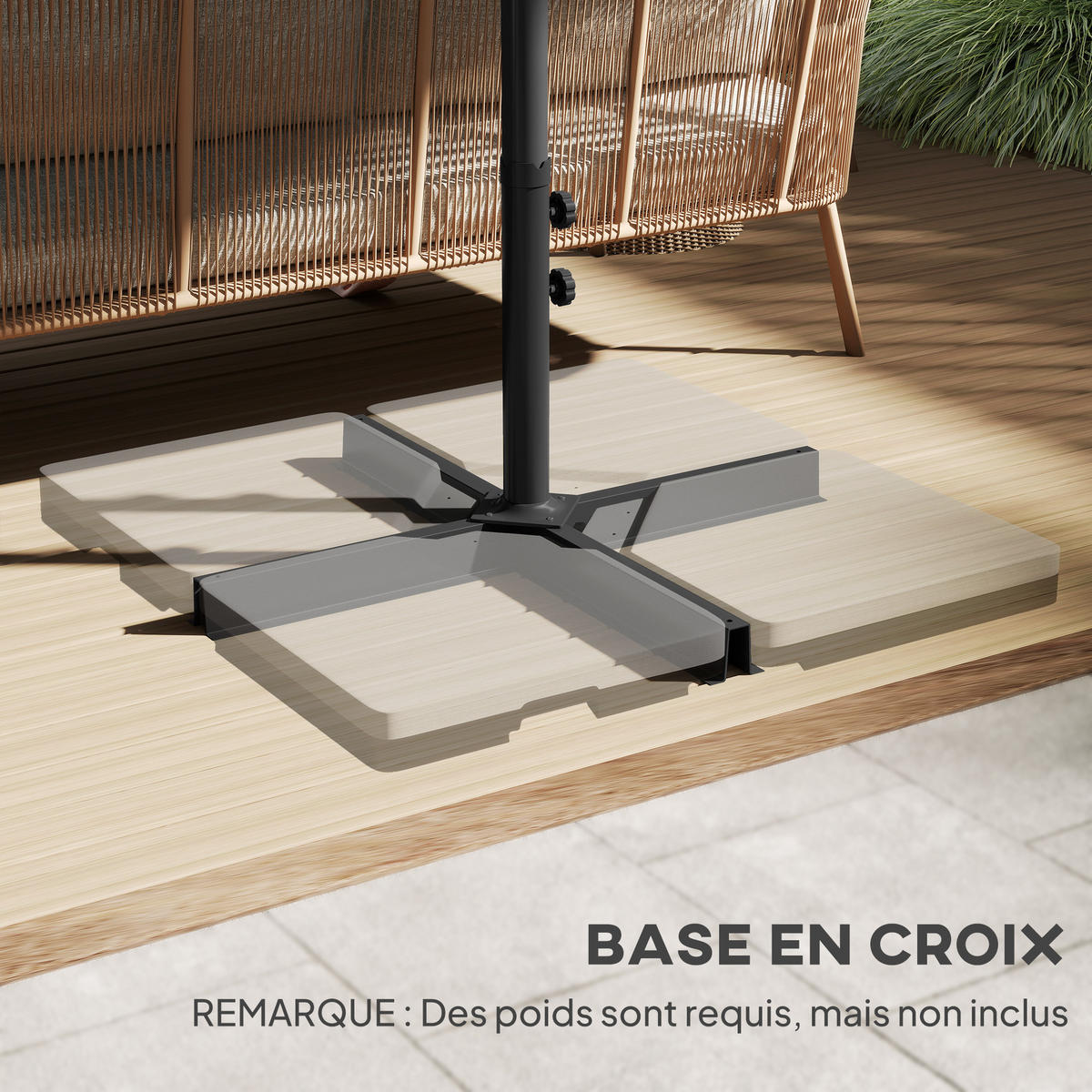 SONNENSCHIRM DE-11404 rechteckig, XXL, mit Kurbel Grau - Grau, Metall (270/460cm) - ComfortXL