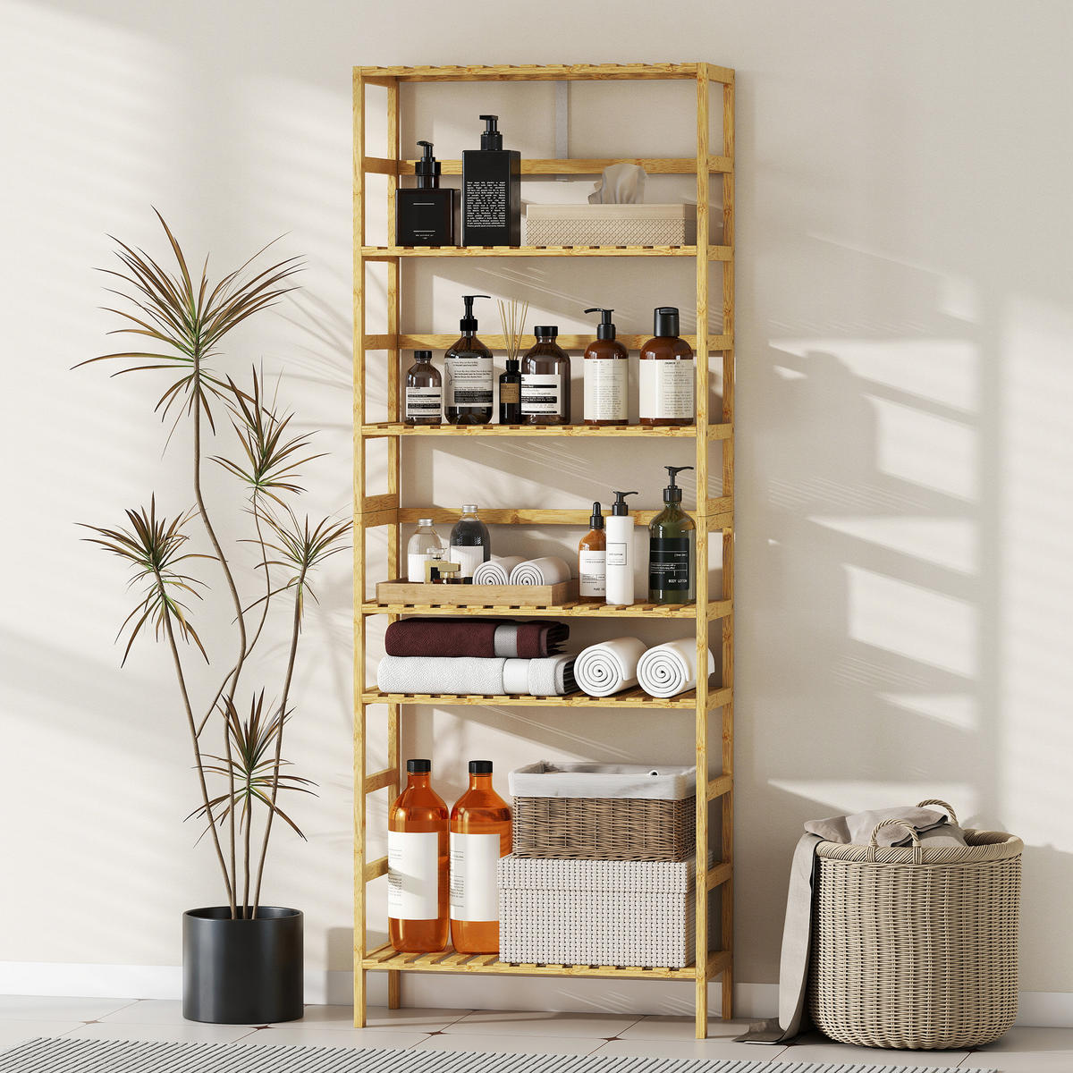 STANDREGAL Bambus Naturholz - Naturfarben, Holz/Bambusholz (26/161/60cm) - HOMCOM