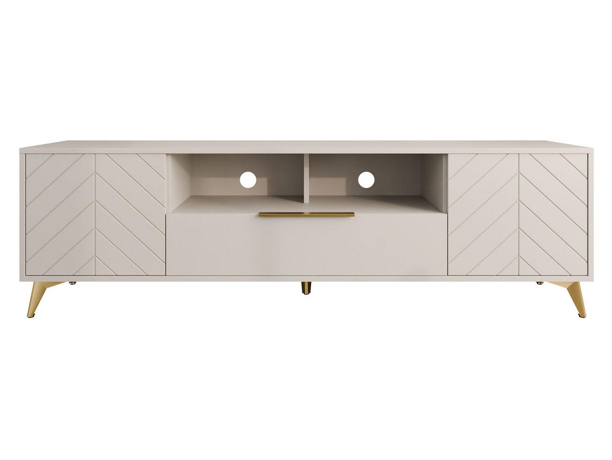 TV-ELEMENT Xylix 2D1SZ - Beige/Goldfarben, Holzwerkstoff/Metall (204/60/40cm) - MIRJAN24