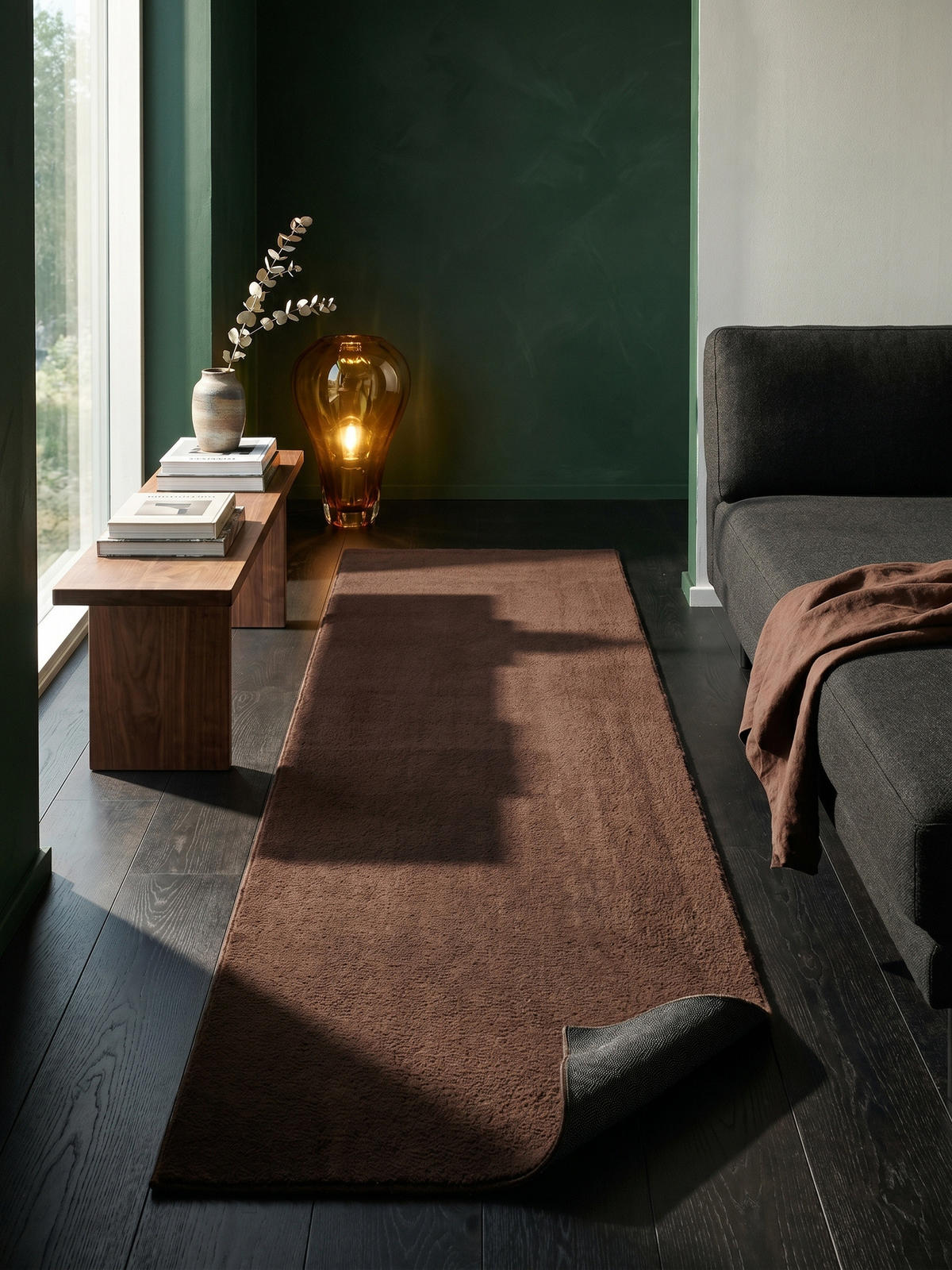 TEPPICHLÄUFER Antirutsch Uni RUTOR Polyester Braun 80 x 150 cm - Braun, Textil (80/150cm) - KADIMA DESIGN
