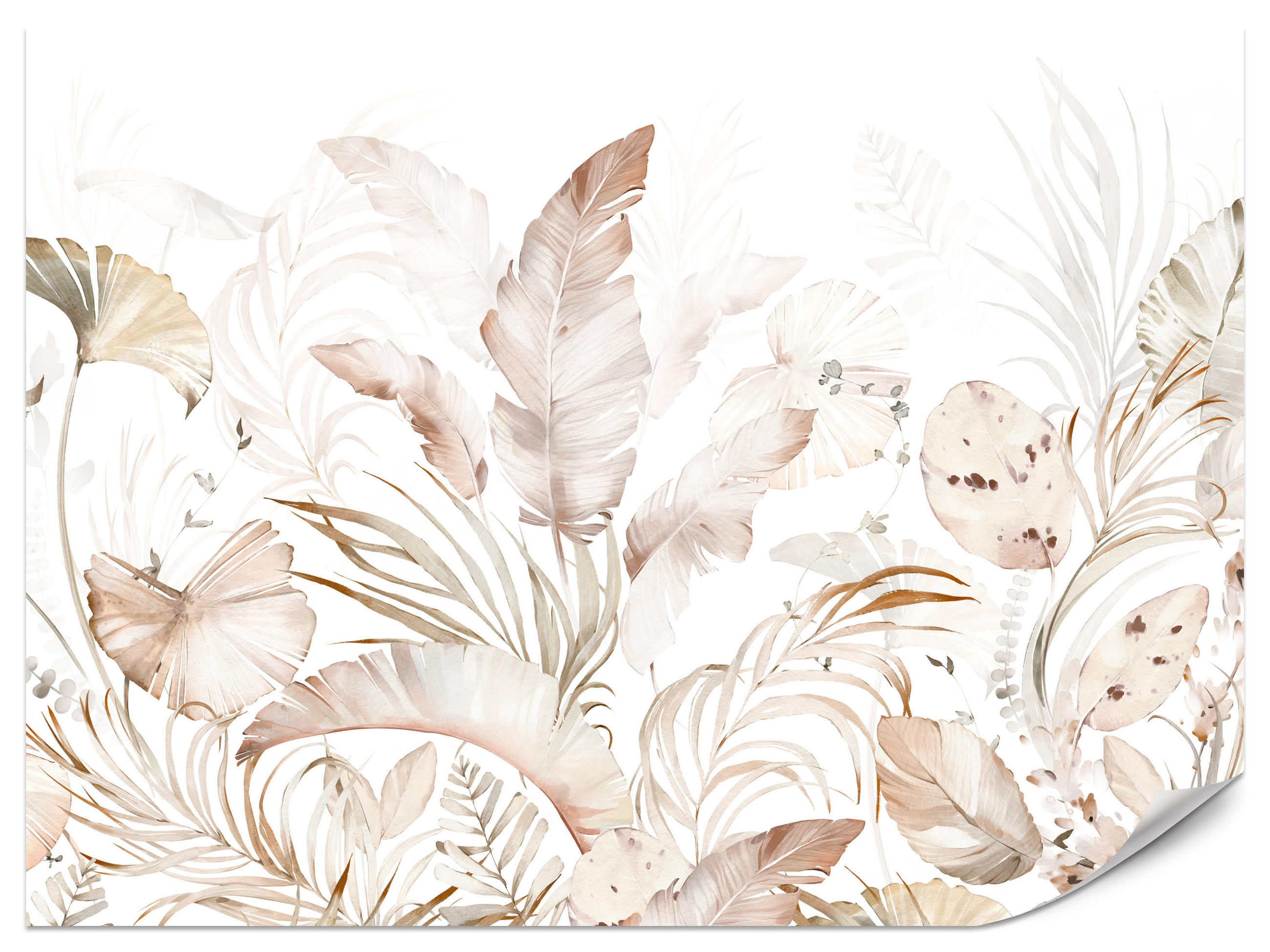 FOTOTAPETE für Esszimmer Beige Palmenblätter Tropisch Boho 400x280 - Beige/Orange, Papier (400/280cm) - Muralo