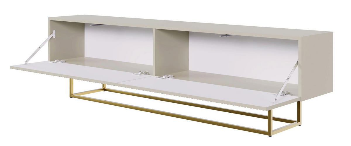 TV-SCHRANK Veldio Graubeige mit goldenen Metallbeinen 175 cm - Greige/Goldfarben, Holzwerkstoff/Metall (175/46.5/31.6cm) - Selsey