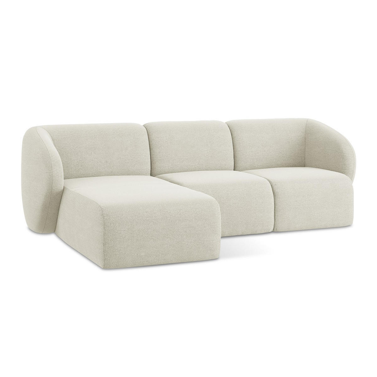 ECKSOFA Links Bouclé Stoff Beige - Sandfarben/Schwarz, Holzwerkstoff/Kunststoff (248/166cm) - LaMiaSofa