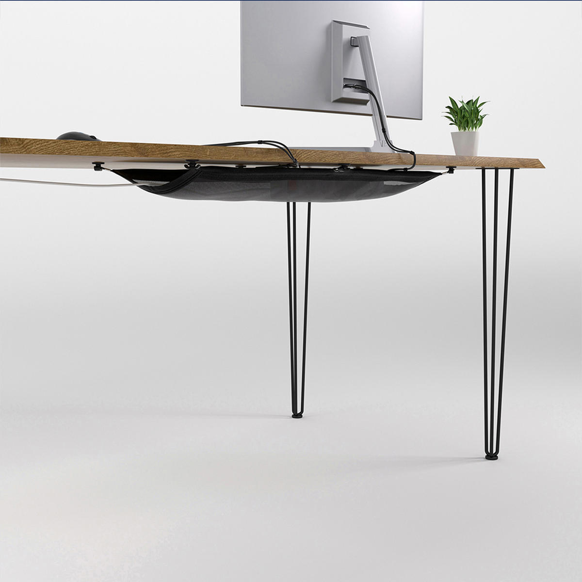 KABELMANAGEMENT Netz für den Schreibtisch, schwarz - Schwarz, Kunststoff (24/63.5/0.25cm) - Ultimate Setup