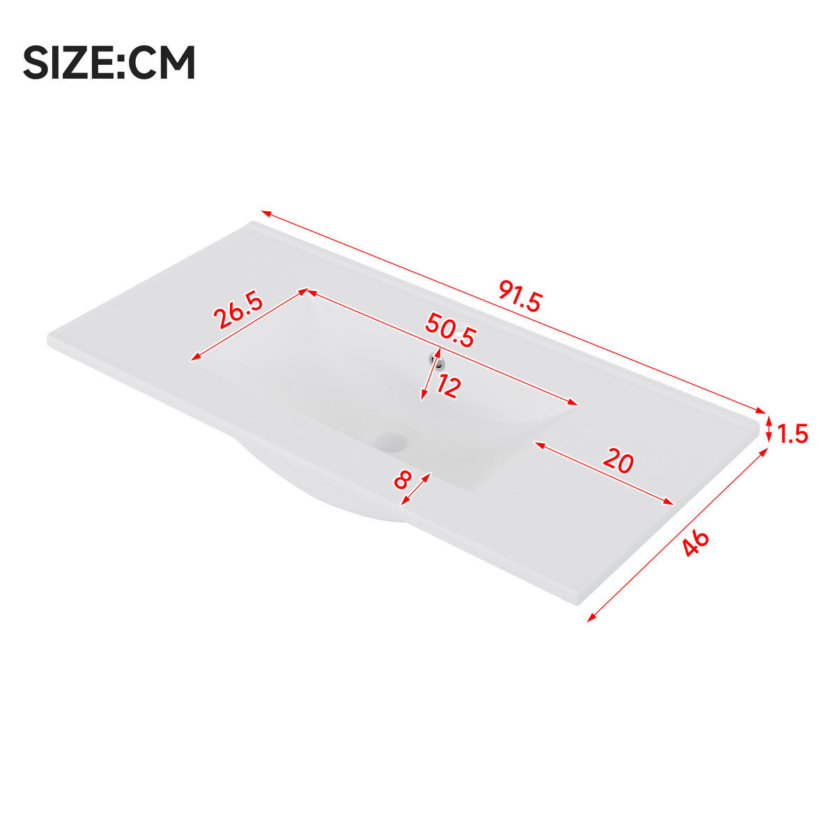 WASCHTISCHUNTERSCHRANK 91,5×46,5×50,5 cm, weiß, wandhängend, lackiert, mit LED-Radarsensor, 2 Schubladen, Türfach, leisen Schienen, Keramikbecken - Weiß, Holzwerkstoff (46.5/50.5/91cm) - Ej. Life