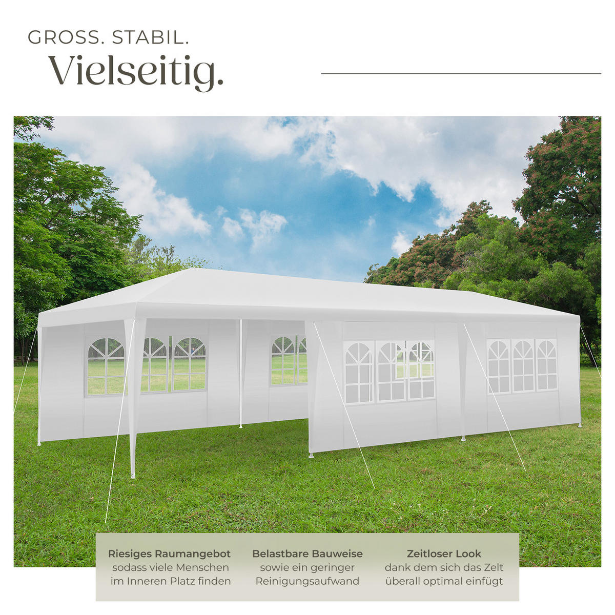 PAVILLON Miramas,wasserdicht,weiß - Weiß, Kunststoff (300/250/900cm) - tectake