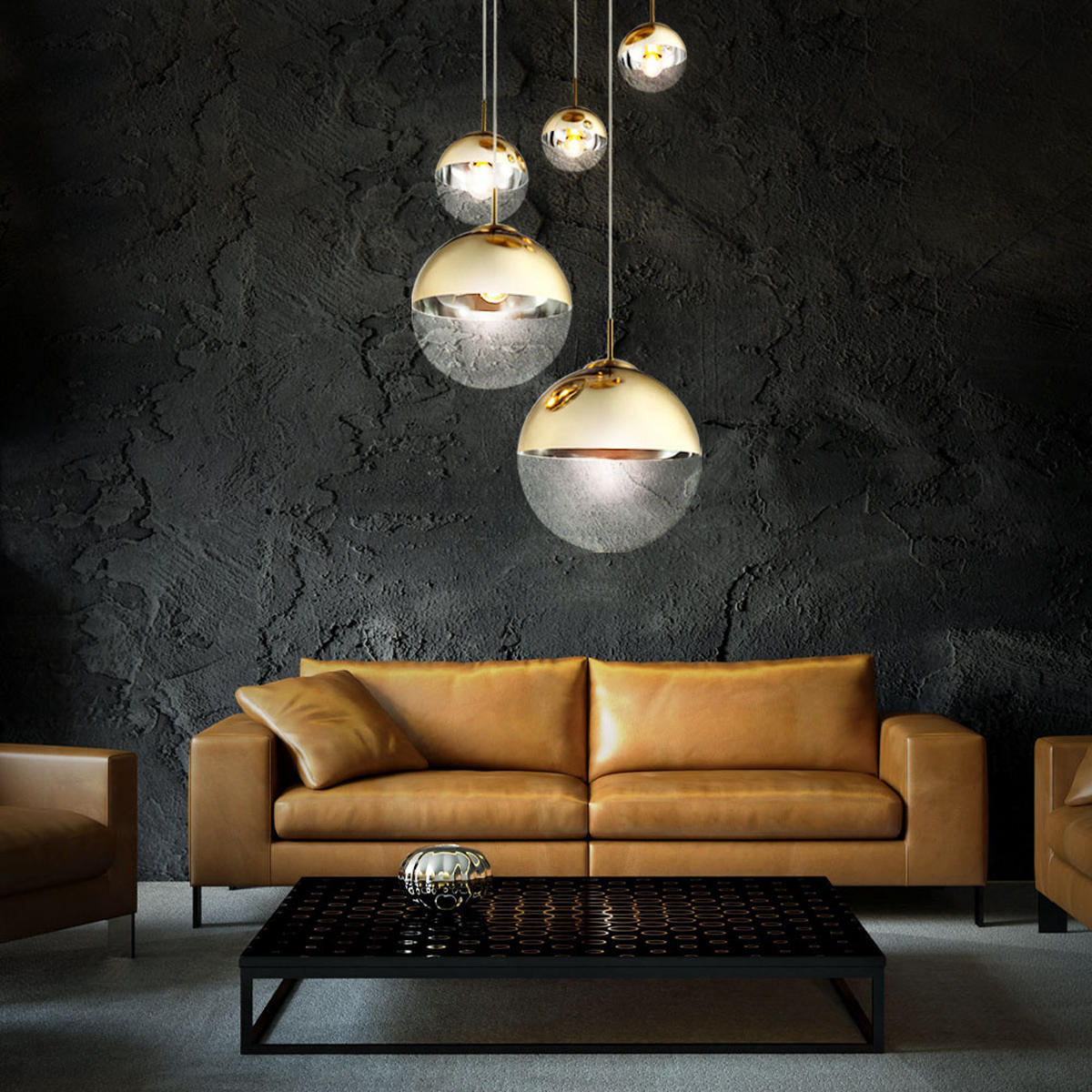 LED HÄNGELEUCHTE Glas Gold - Goldfarben, Glas (65/65/150cm) - Globo Lighting