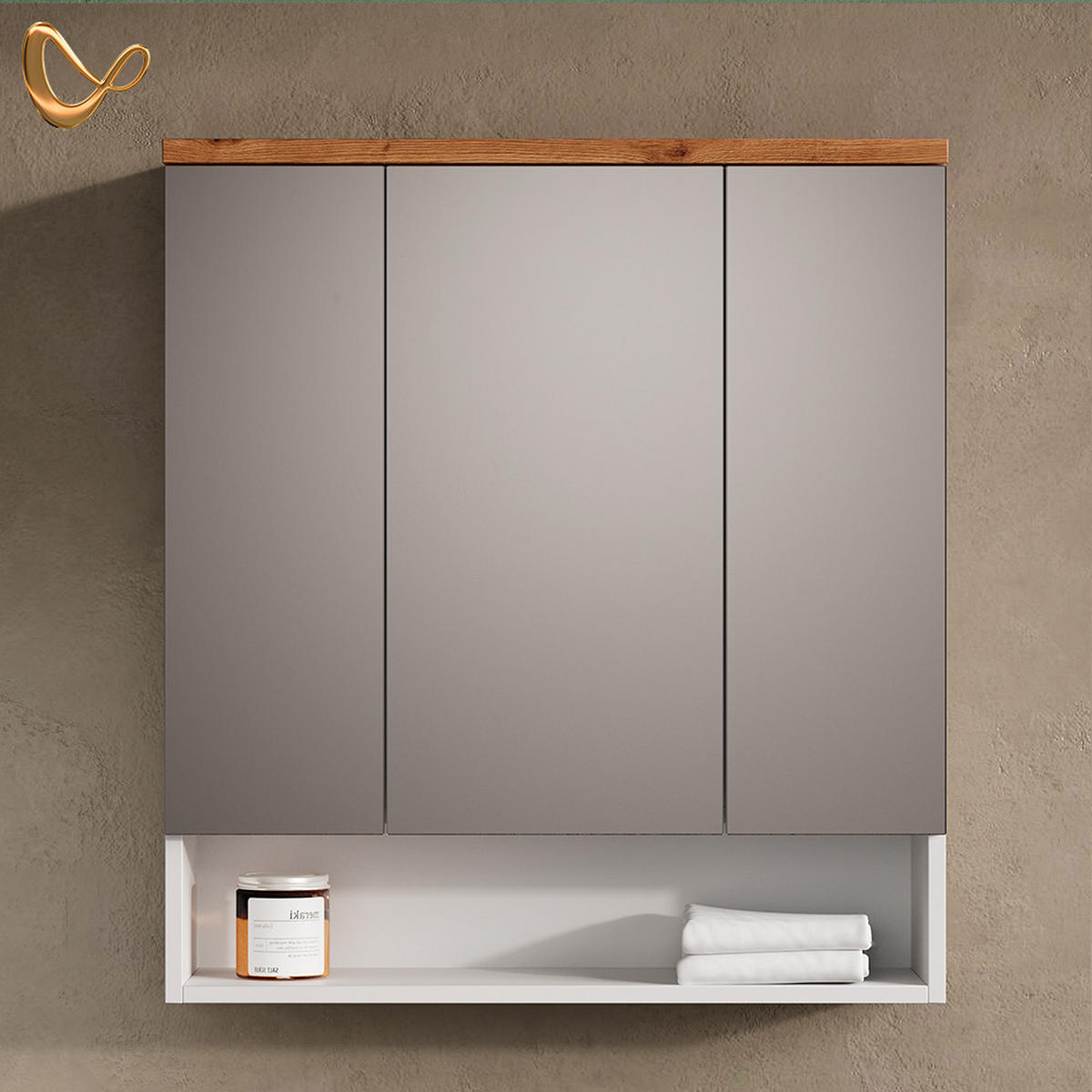 BADSPIEGELSCHRANK Tanaro Weiß 70 x 77.5 cm mit 3 Türen - Weiß, Holzwerkstoff (70/77.5/21.7cm) - Livinity®