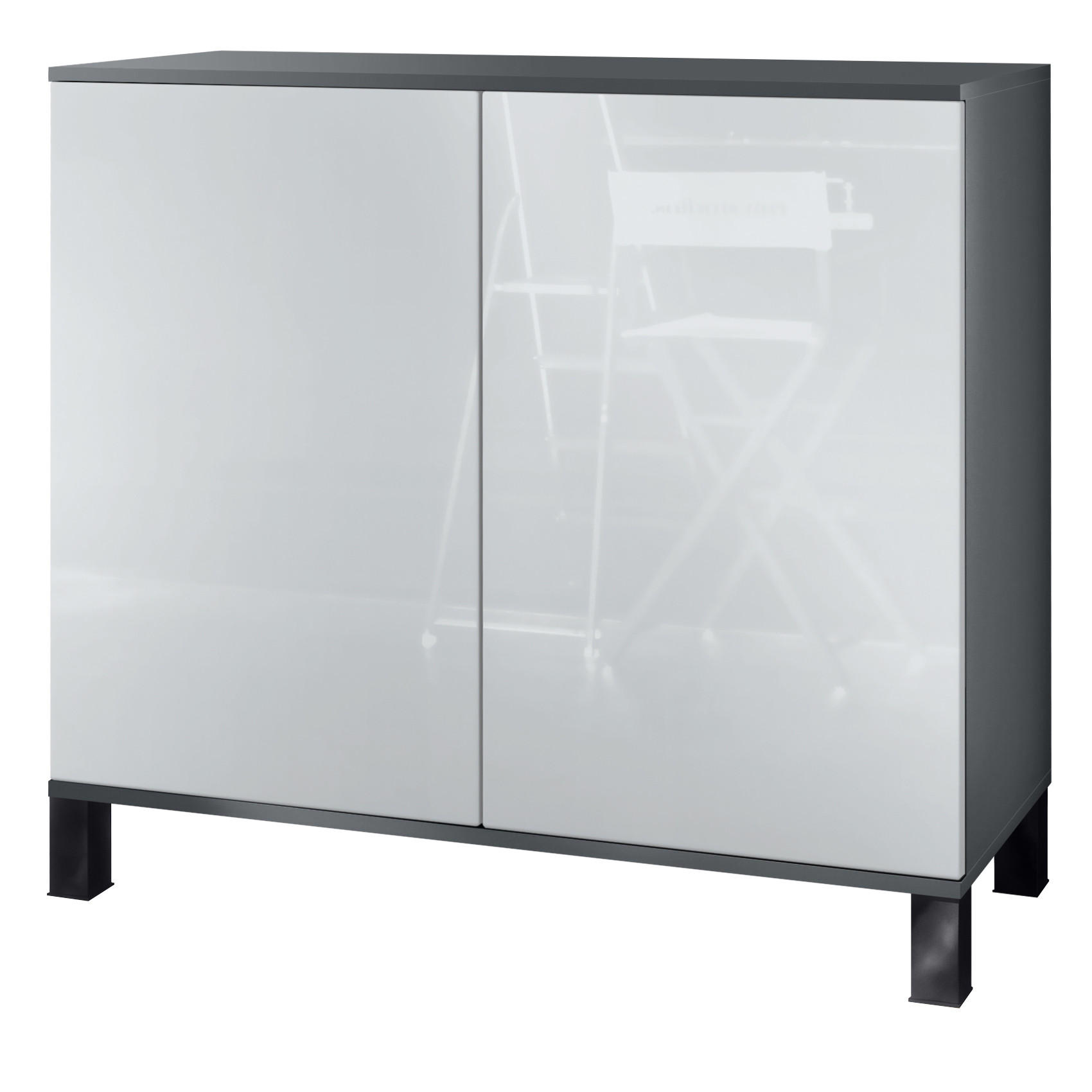 KOMMODE Skadu Weiß Hochglanz - Weiß Hochglanz, Holzwerkstoff (92.5/84.5/35cm) - Vladon