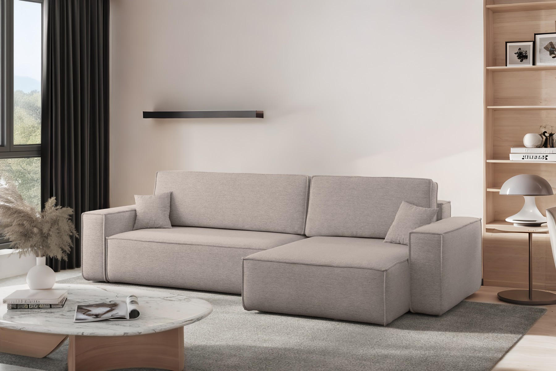 ECKSOFA Mit Schlaffunktion Und Bettkasten, Eckcouch Best XL Stoff Verita Beige Rechts - Beige, Holz (274/145cm) - Kaiser Möbel