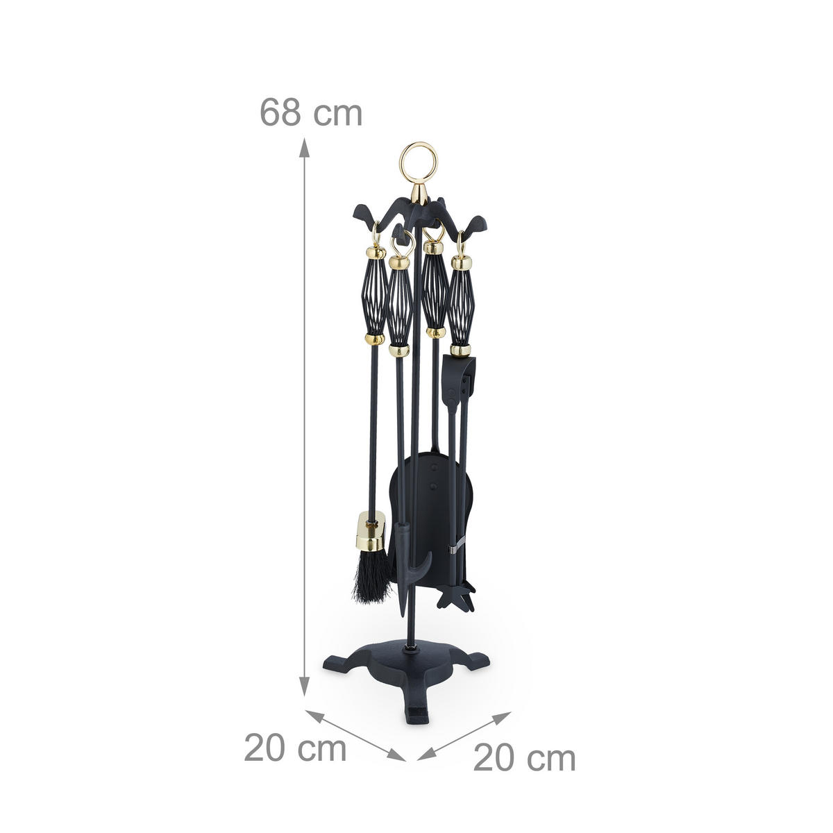 5-TLG.KAMINBESTECK - Schwarz, Metall (20/68/20cm) - Relaxdays