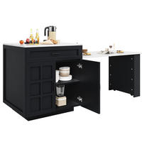 AUSZIEHBARER Bartisch aus MDF mit Stauraum, 133-202/70/93,5 cm, Schwarz - Schwarz, Holzwerkstoff (70/93.5/133cm) - Redom