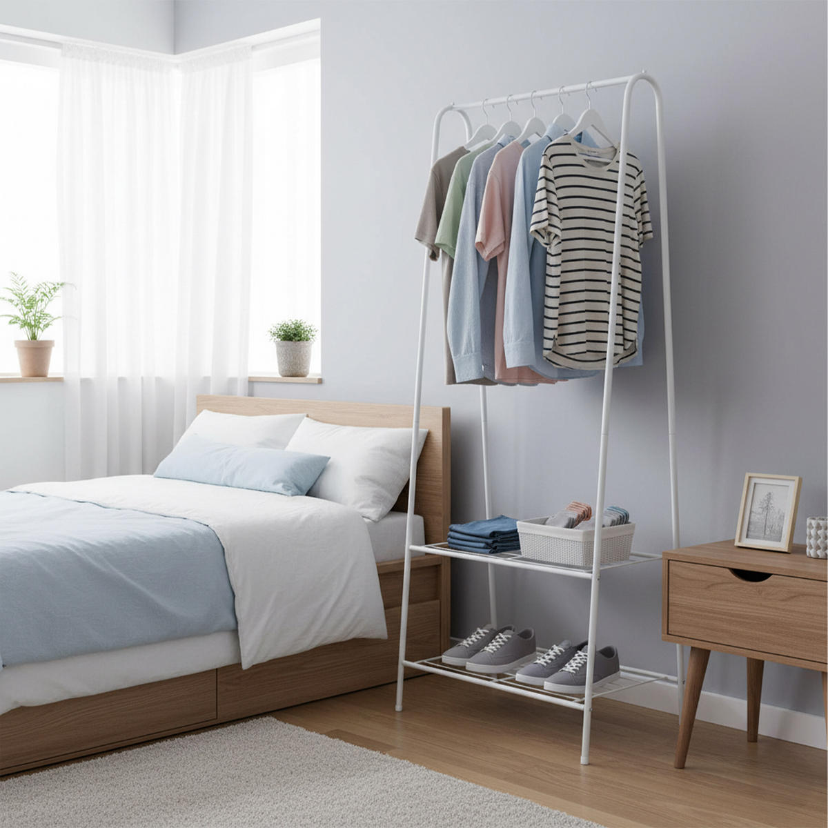 KLEIDERSTÄNDER - Weiß, Metall (60/151/34.5cm) - Relaxdays