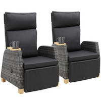RATTANSESSEL aus Aluminium Pescara, 68,5 x 67 - 128 x 87 - 104 cm, grau - Grau, Kunststoff (68.5/106/129cm) - tectake