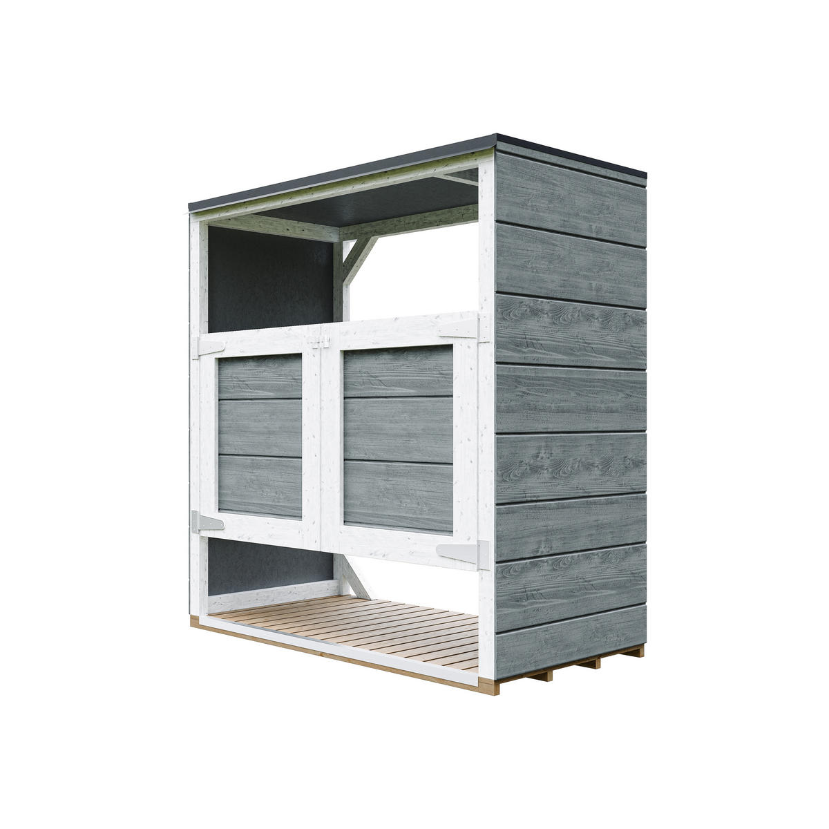 MÜLLTONNENBOX 2er 240L, M980A-CAVERN STEEL, aus wetterfestem LP Smartside Holz - Anthrazit, Holz (153/159/75cm) - Timbela