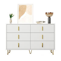 SIDEBOARD 120/40/77 cm mit 6 Schubladen in Weiß/Gold - Weiß, Holzwerkstoff (120/77/40cm) - BEAOK