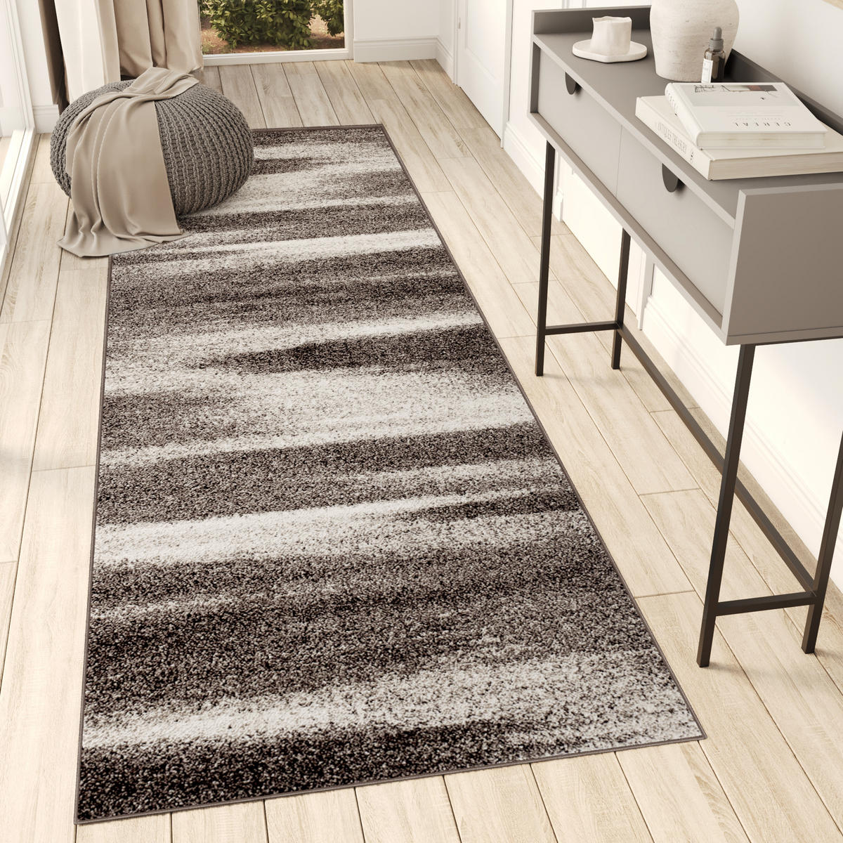 TEPPICHLÄUFER SARI hellbraun abstrakt 100/500 cm - Hellbraun, Textil (100/500cm) - Tapiso