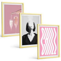 BILDER SET 3er Set - 40x60 cm Goldrahmen - Stilvolles Porträt, Champagner-Entspannung - Goldfarben, Kunststoff (40/60cm) - TULUP