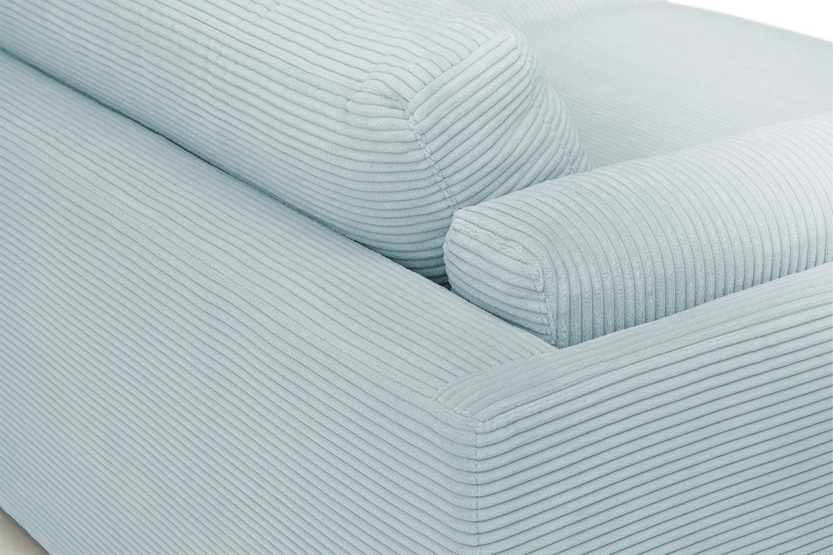 BIG SOFA RAINA Hellblau Cord - Schwarz/Hellblau, Kunststoff/Textil (254/85/150cm) - KAWOLA