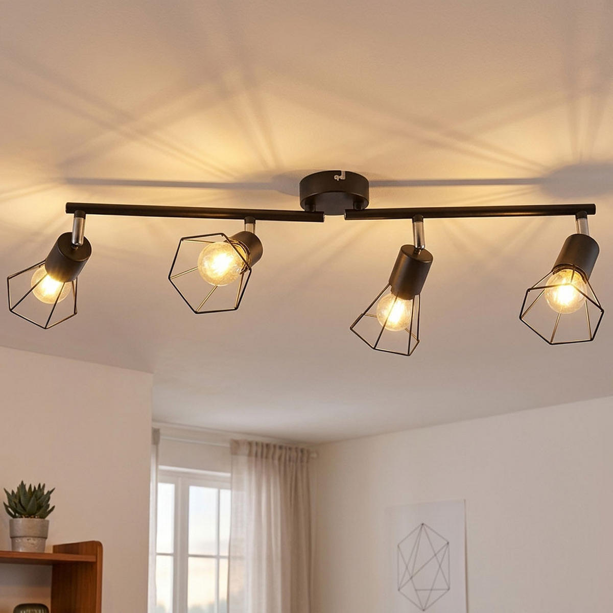 LED DECKENLEUCHTE Metall Geflecht Schwarz - Schwarz, Metall (70/9.2/20cm) - Globo Lighting