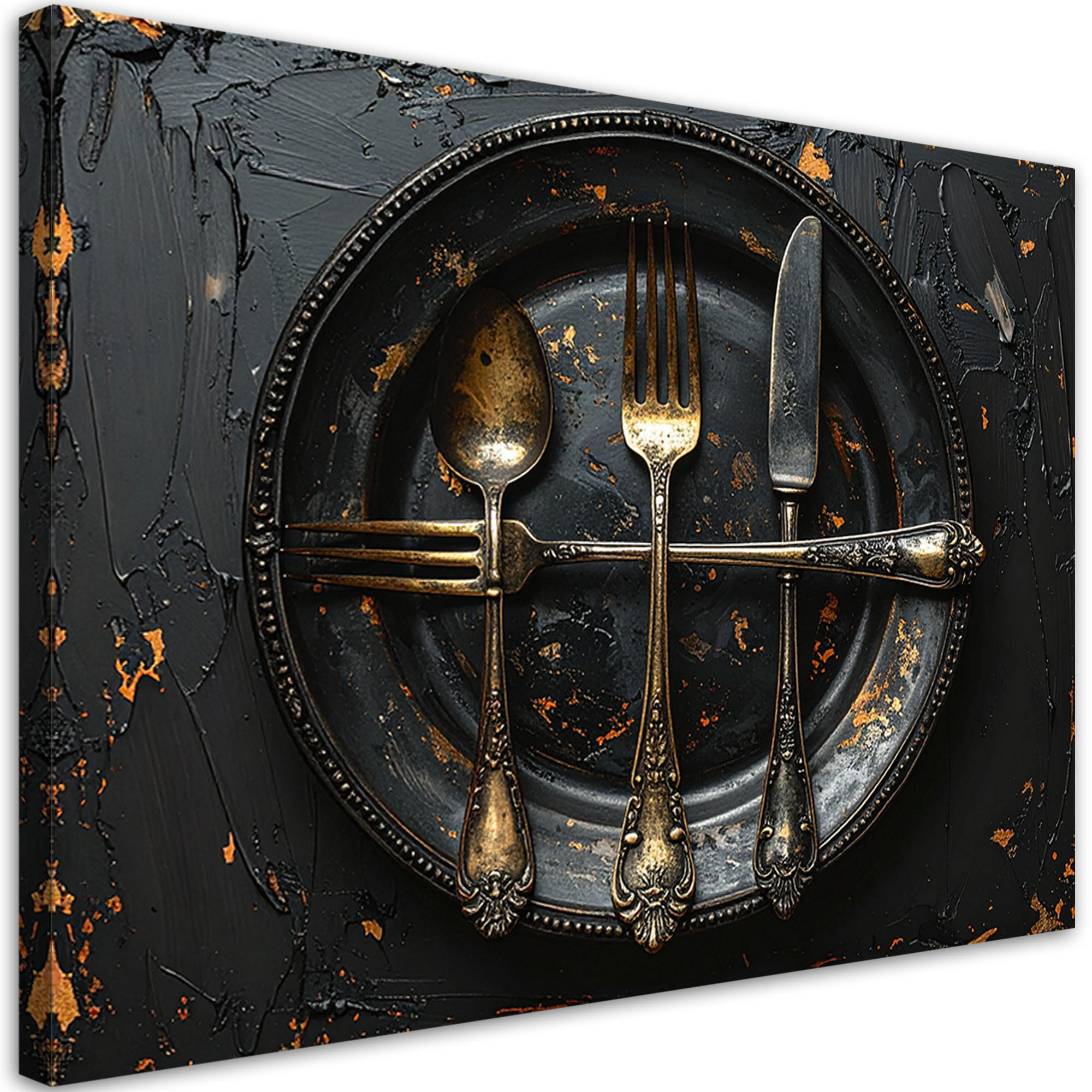 LEINWANDBILD Essen & Trinken 90x60cm - Goldfarben, Textil (90/60cm) - Feeby