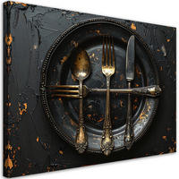 LEINWANDBILD Essen & Trinken 90x60cm - Goldfarben, Textil (90/60cm) - Feeby