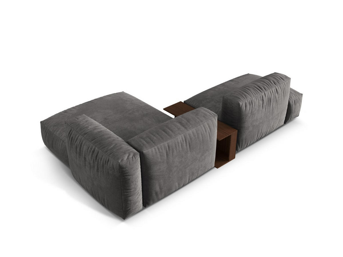 ECKSOFA modular rechts Martina aus Samt grau 2 Sitzplätze - Grau, Textil (176/285cm) - Micadoni