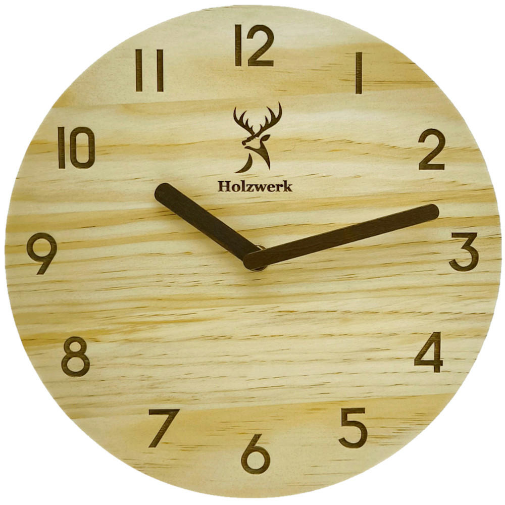 Holzwerk Wanduhr Beige, Braun 25x25x2.2 cm