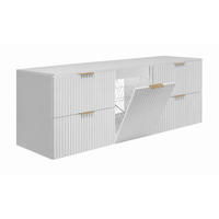 BADMÖBEL-SET MIT WÄSCHEKORB: Weiß, Griffe Gold, 160 x 46 x 57 cm - Goldfarben/Weiß, Holzwerkstoff (160/57/46cm) - 3XE LIVING