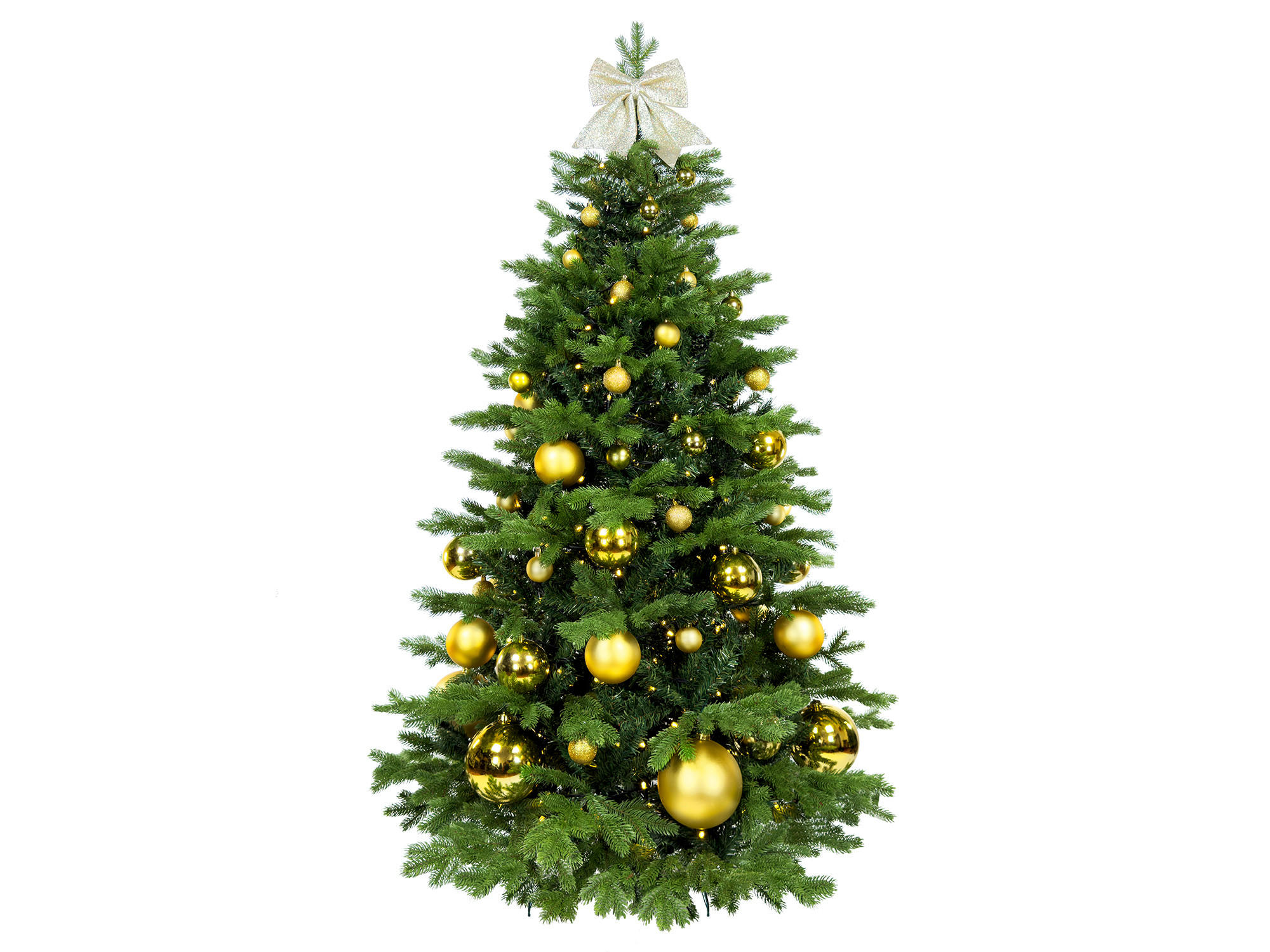 LAALU WEIHNACHTSBAUM geschmückt künstlich mit 73 Ornamenten GOLDEN CHRISTMAS II 180 cm Baum mit Ständer und Weihnachtsornamenten - Champagner/Goldfarben, Kunststoff (180cm) - LAALU