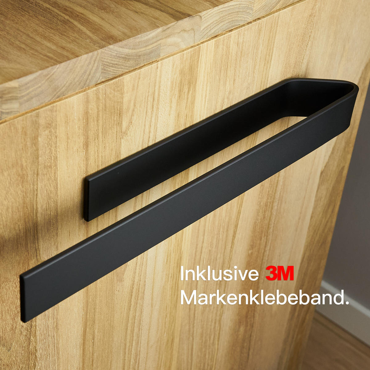 HANDTUCHHALTER OHNE BOHREN 40 cm Schwarz Doppelpack - Schwarz, Metall (40/4/6cm) - Designfabrik Hamburg
