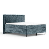 BOXSPRINGBETT Rimini Blau Grau 180/200 cm mit Matratze und Topper - Blaugrau/Schwarz, Holz/Holzwerkstoff (180/200cm) - Maison de Reve
