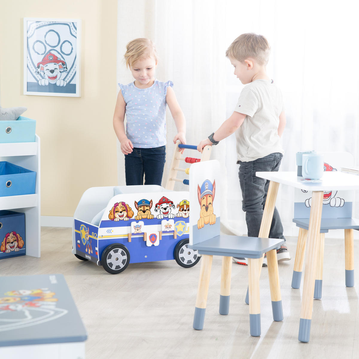 BULLY-SCHIEBEBUS Paw Patrol - Weiß, Holzwerkstoff (34/53.5/55cm) - Roba