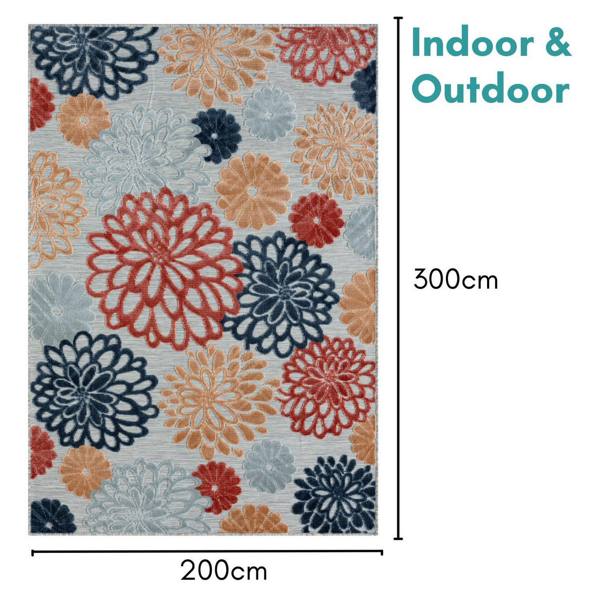 OUTDOORTEPPICH Bramble Dunkelblau,Rostfarben,Currygelb 200/300 cm - Multicolor/Hellgrau, Textil (200/300cm) - My-Rug