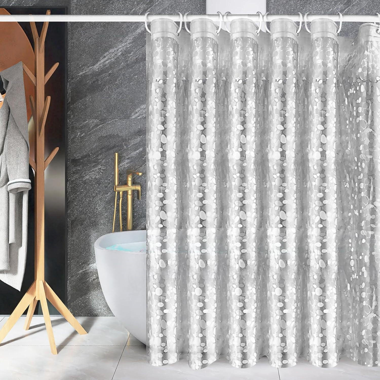 DUSCHVORHANG Polyester wasserdicht schimmelresistent waschbar mit Haken Badewanne Badezimmer - Transparent, Kunststoff (180/200cm) - MCBOSON