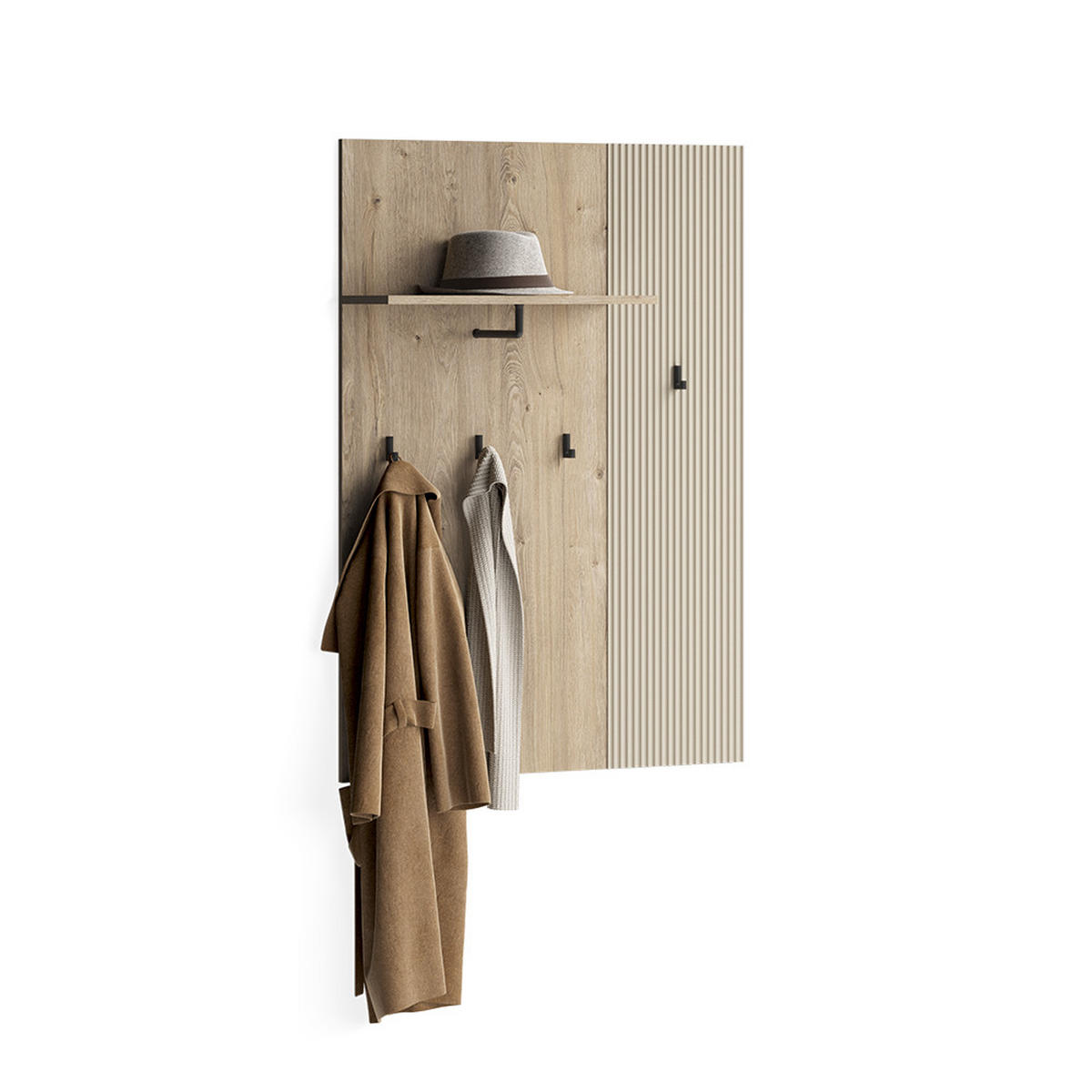 WANDGARDEROBE Puerto, Eiche/Cashmere, 86 x 120 cm - Kaschmir/Eichefarben, Holzwerkstoff (86/120/21.6cm) - Vicco