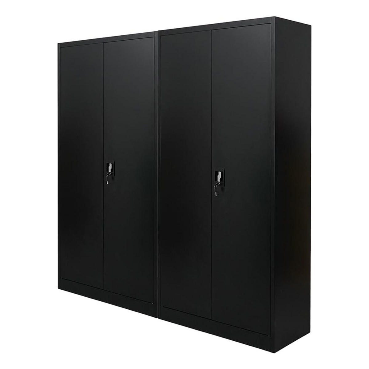 FLÜGELTÜRENSCHRANK Elephant 2er-Set 185x90x40cm 4 Fachböden Fertig aufgebaut Schwarz - Schwarz, Metall (180/185/40cm) - PROREGAL