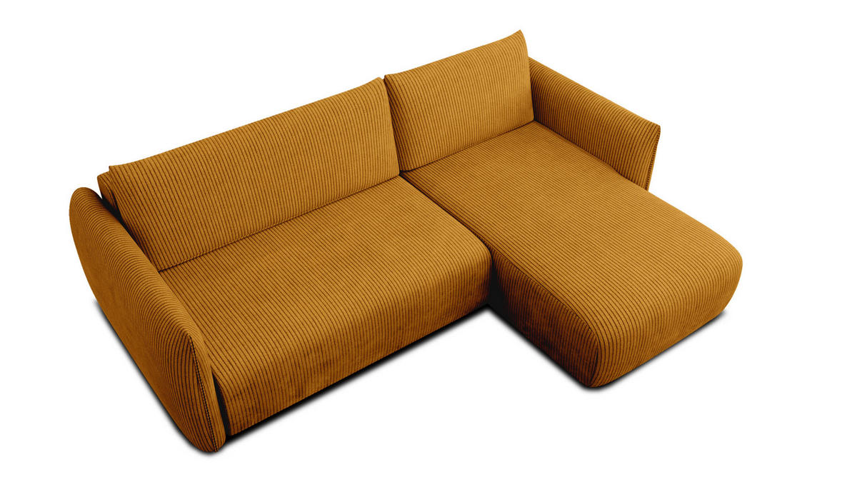 ECKSOFA TAUER 3-Sitzer links, safran - Gelb/Schwarz, Holz/Textil (248/173cm) - Courtois Laville
