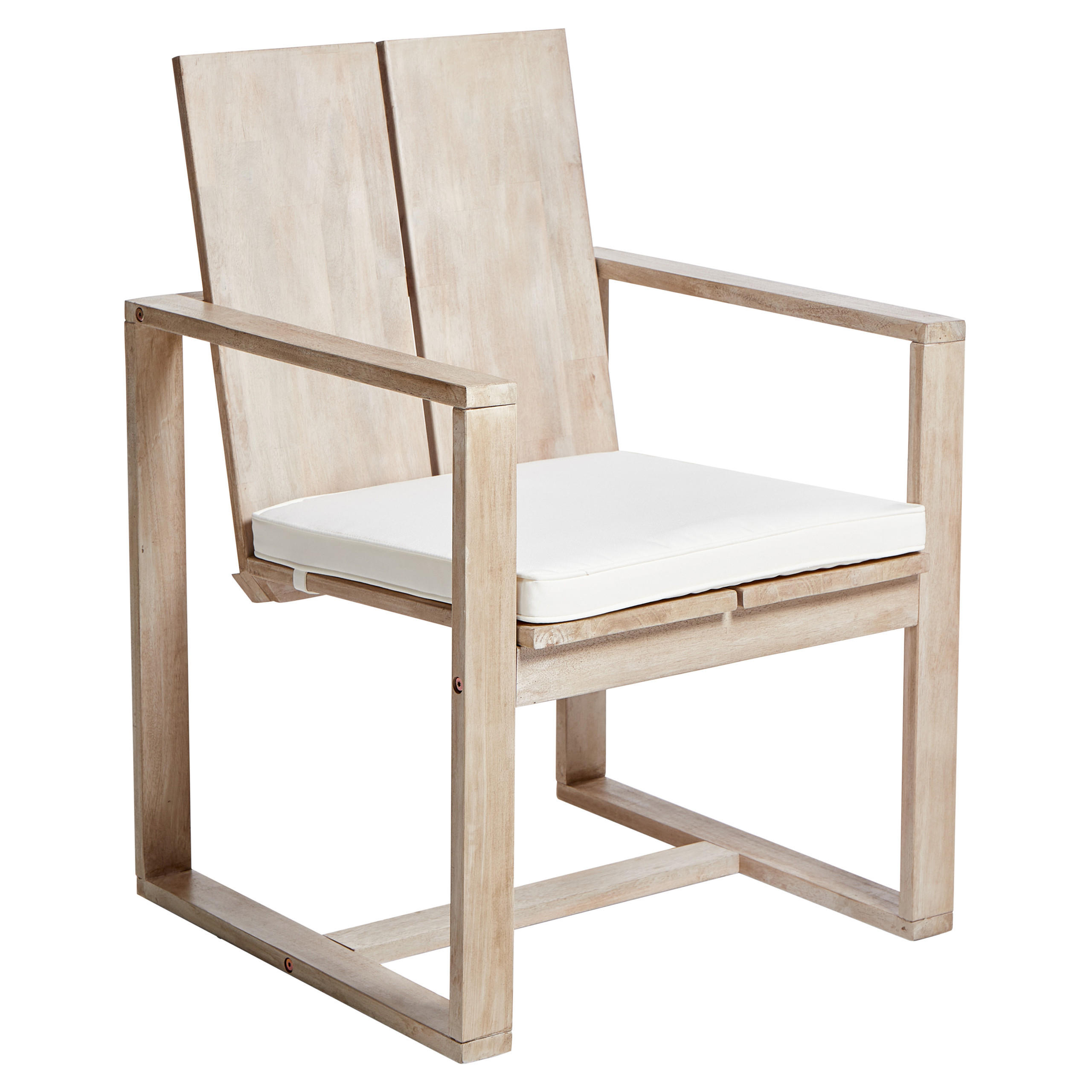 GARTENSTUHL 6er Set Heller Holzfarbton Azzanello - Hellbraun/Weiß, Holz (63/90/61cm) - Beliani