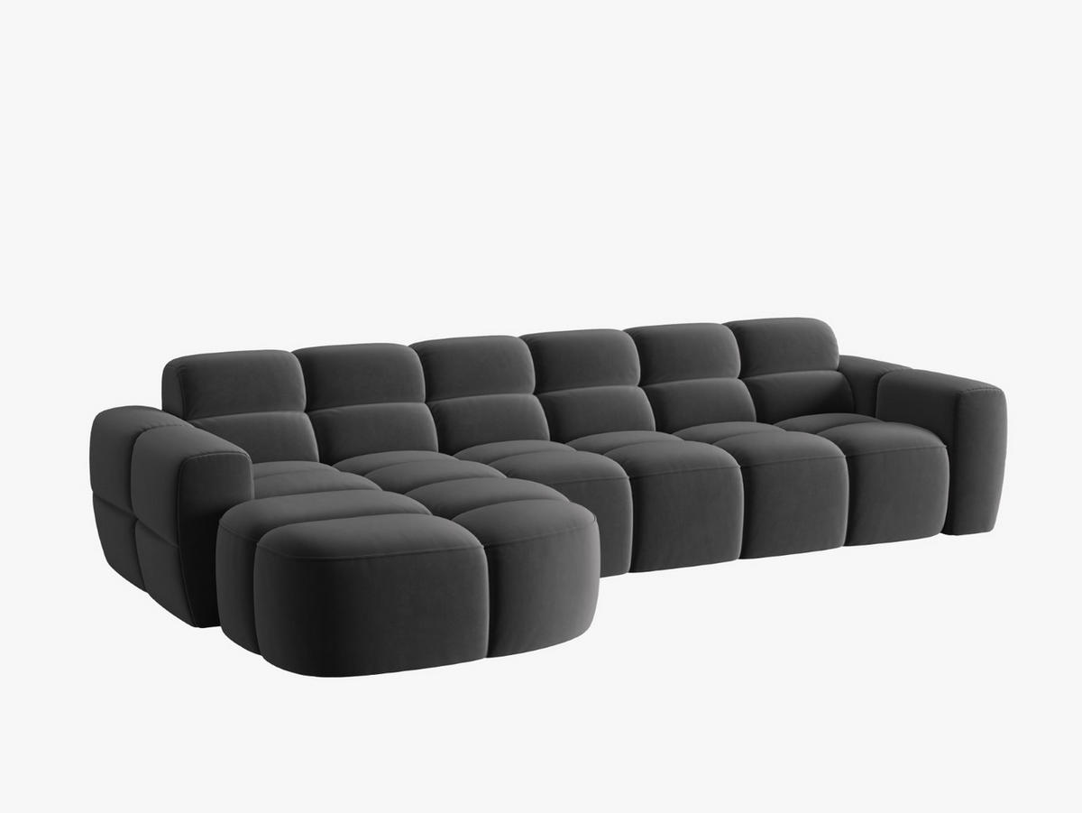 ECKSOFA links Lisa aus Samt dunkelgrau 4 Sitzplätze - Dunkelgrau, Textil (170/310cm) - Micadoni